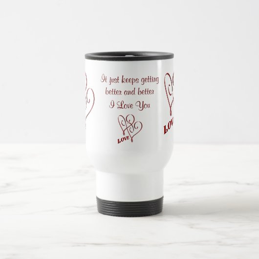 Mug De Voyage Je T'Aime Coeurs Rouges Interconnectés Voyage Mug (Centre)