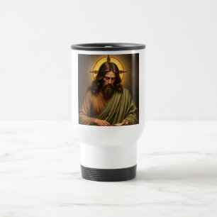 Mug De Voyage Jésus contemplatif avec une motte halo Voyage
