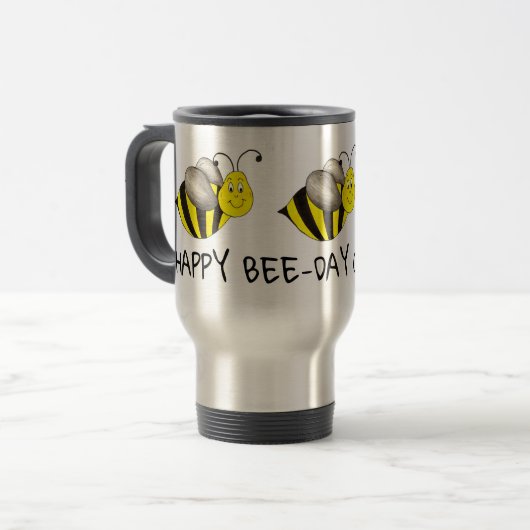 Mug De Voyage JEUX BEE-DAY Anniversaire Jaune Bee Bumblebee Favo (Devant gauche)