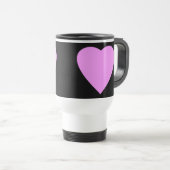 Mug De Voyage Joli coeur d'amour rose et noir. (Devant droit)