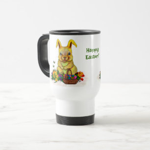 Mug De Voyage Joli lapin de Pâques avec oeufs et fleurs
