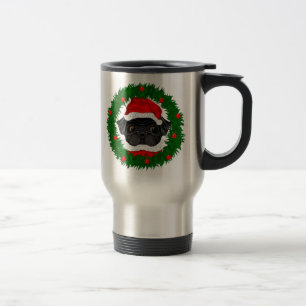 Mug De Voyage Joli Noël Carlin noir Père Noël en couronne