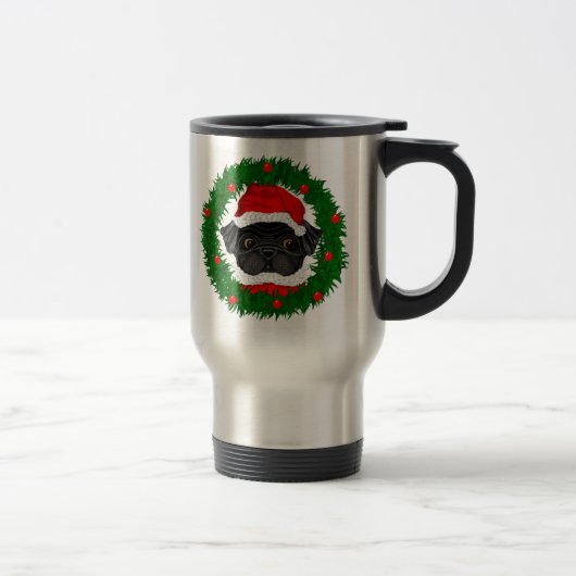 Mug De Voyage Joli Noël Carlin noir Père Noël en couronne (Droit)