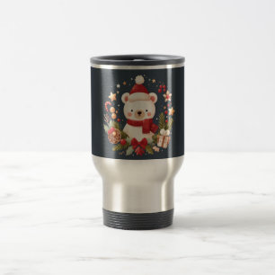 Mug De Voyage Joli ours de Noël/d'hiver en couronne