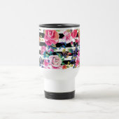 Mug De Voyage Joli ressort fleuri et rayures motif (Centre)