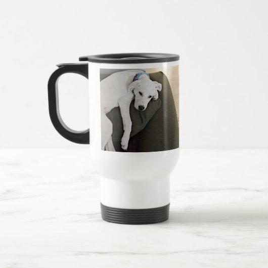 Mug De Voyage Joli Reste Fatigué Chiot Blanc (Gauche)