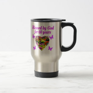 MUG DE VOYAGE JOLIE CONCEPTION FLORALE DE 60E ANNIVERSAIRE