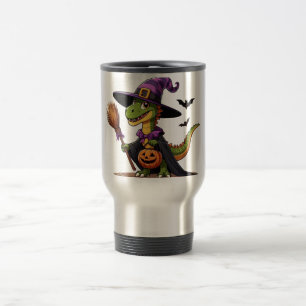 Mug De Voyage Jolie Sorcière de Raptor Halloween/Dinosaure