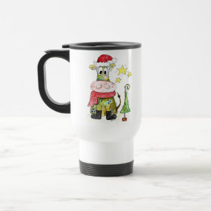 Mug De Voyage Jolie vache de Noël Whimsical