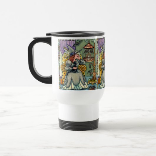 MUG DE VOYAGE JOLIMENT WITCH, CHAT & SES ANIMAUX, CAGE DE MAIN, (Gauche)