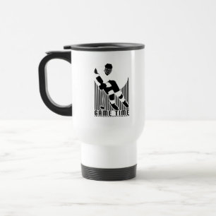 Mug De Voyage Joueur de hockey Game Time Noir Blanc Isolé