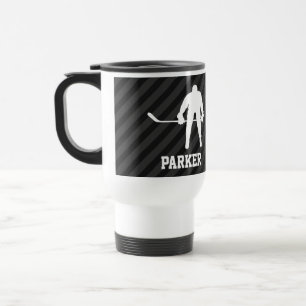 Mug De Voyage Joueur de hockey; Gris Noir & Noir