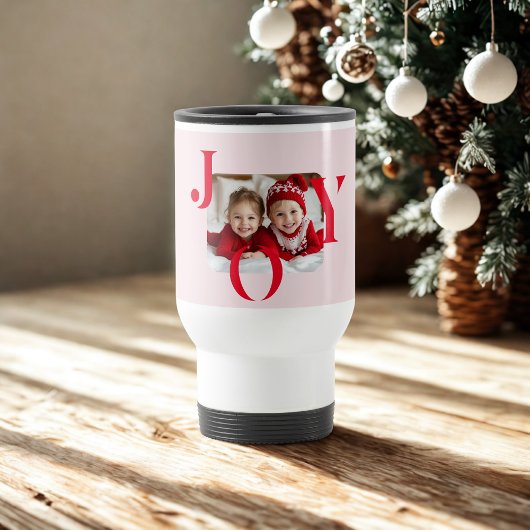Mug De Voyage JOY | Modern Red & Pink Christmas Photo Gift