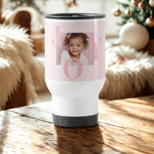 Mug De Voyage JOY Rose Pâle Moderne Noël Personnalisé