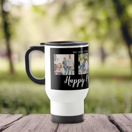 Mug De Voyage Joyeuse Fête des Mères 4 Photo Custom Black