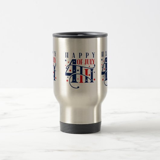 Mug De Voyage Joyeux 4 juillet rouge blanc et bleu (Centre)