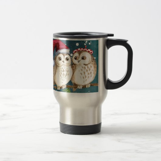 Mug De Voyage Joyeux Chouettes de Noël (Droit)