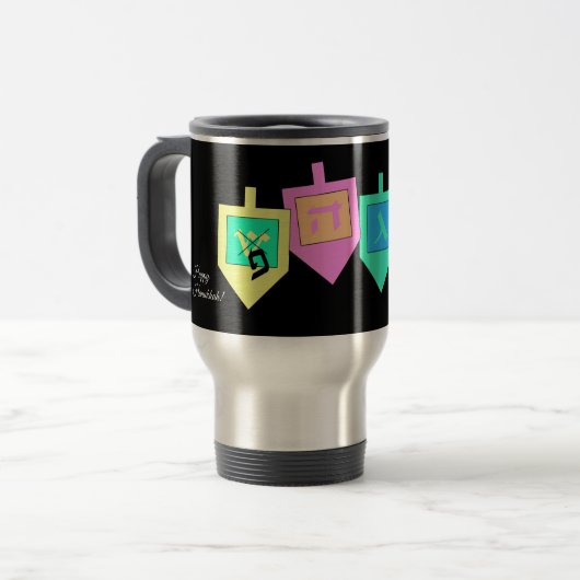 Mug De Voyage Joyeux Hanouka Anglais Hébreu (Devant gauche)