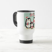 Mug De Voyage Joyeux manchots enneigés de Noël (Devant gauche)