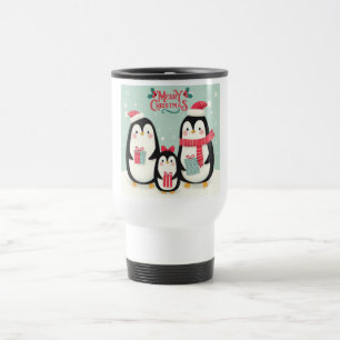 Mug De Voyage Joyeux manchots enneigés de Noël