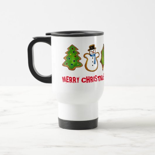 Mug De Voyage Joyeux Noël Cookies de vacances Snowman Tree Bell (Gauche)