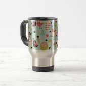 Mug De Voyage Joyeux oiseaux dans les champs de fleurs (Devant gauche)