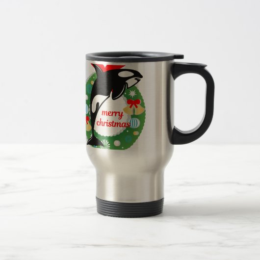 Mug De Voyage joyeux orque de noël (Droit)