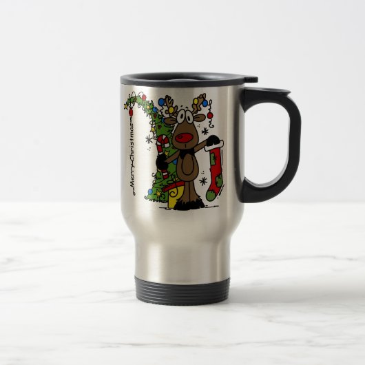 Mug De Voyage Joyeux rennes de Noël (Droit)