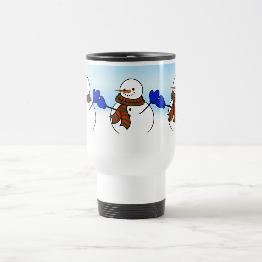 Mug De Voyage Joyeux Snowman avec Blue Mittens (Centre)