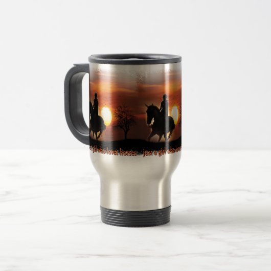 Mug De Voyage juste une fille qui aime les chevaux (Devant gauche)