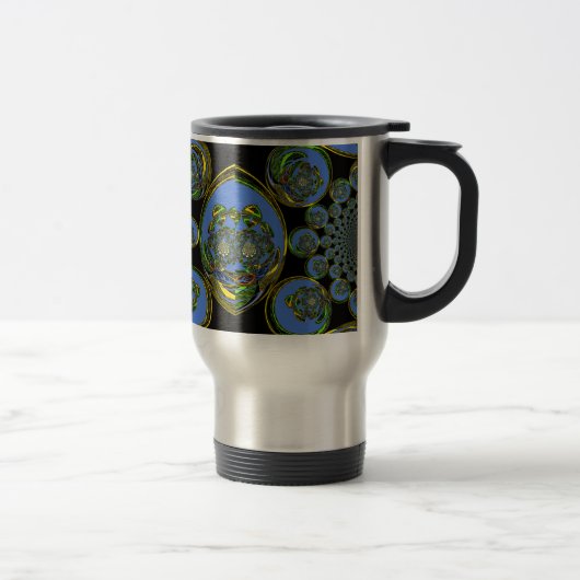 Mug De Voyage Kaleidoscope bleu et jaune Imprimer (Droit)