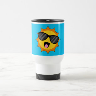 Mug De Voyage Kawaii Joyeux soleil avec lunettes de soleil