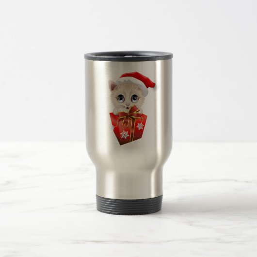 Mug De Voyage Kitten Noël Père Noël avec cadeau (Centre)