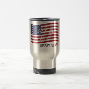 Mug De Voyage La maman d'armée ajoutent le drapeau américain