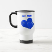 Mug De Voyage La meilleure maman, coeurs bleus (Gauche)