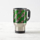 Mug De Voyage La mignonne St Bernard en Motif Casquette sur Vert (Devant droit)