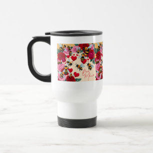 Mug De Voyage La mine d'abeilles Design floral romantique
