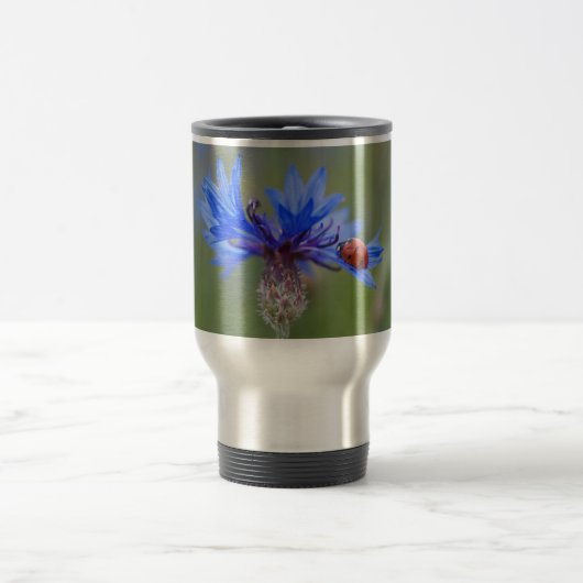Mug De Voyage Ladybug sur une fleur de maïs bleue (Centre)