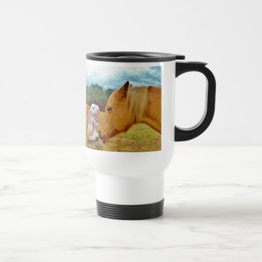 Mug De Voyage Lapin blanc et Cheval jaune (Droite)