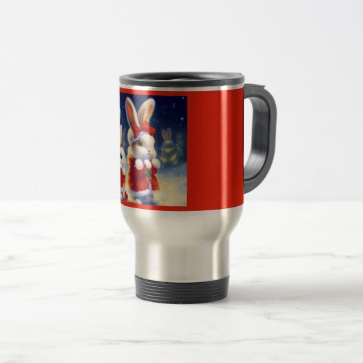 Mug De Voyage Lapin de Noël 3 (Devant droit)