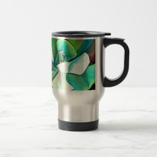 Mug De Voyage L'aquarelle du désert bleu et vert Succulent