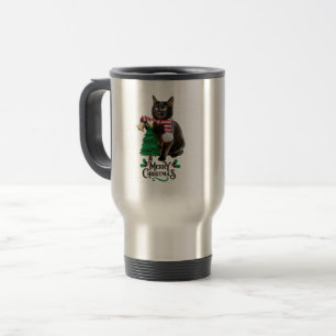 Mug De Voyage Le chat noir joyeux célèbre Noël