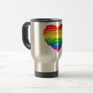 Mug De Voyage Le cœur arc-en-ciel de SlipperyJoe griffonné tourb