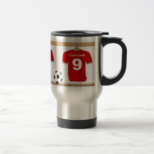 Mug De Voyage Le football Jersey rouge et blanc personnalisé du