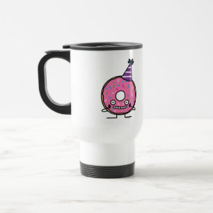Mug De Voyage Le glaçage de rose de beignet d'anniversaire