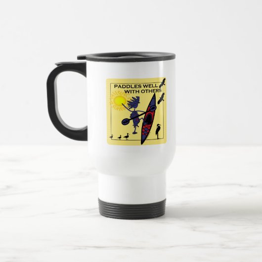 Mug De Voyage Le kayak barbote bien sur le jaune (Gauche)