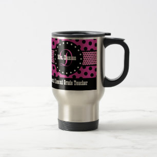 Mug De Voyage Le meilleur 2ème rose de monogramme de PROFESSEUR