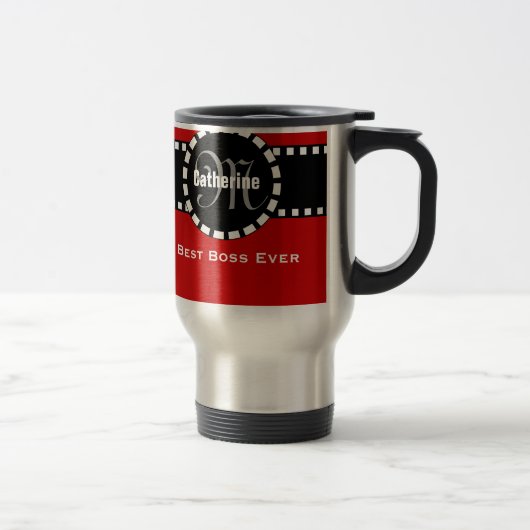 Mug De Voyage Le meilleur ROUGE nommé de monogramme et de (Droit)