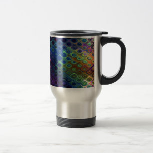 Mug De Voyage Le rétro paon couvre de tuiles le vert pourpre