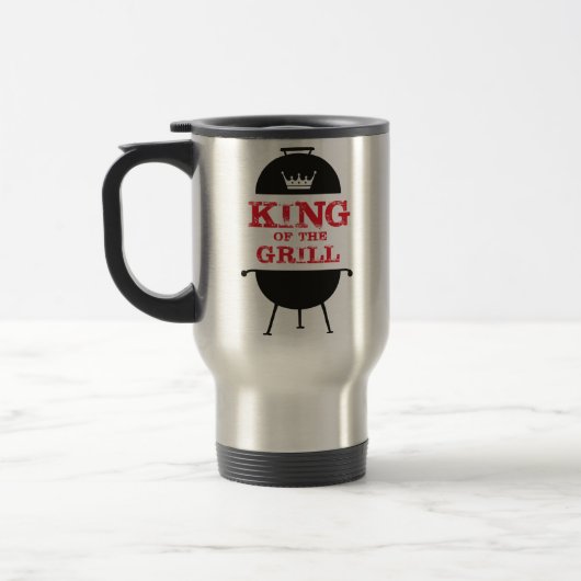 Mug De Voyage Le Roi Du Grill, Blanc Noir Couronne Rouge (Gauche)